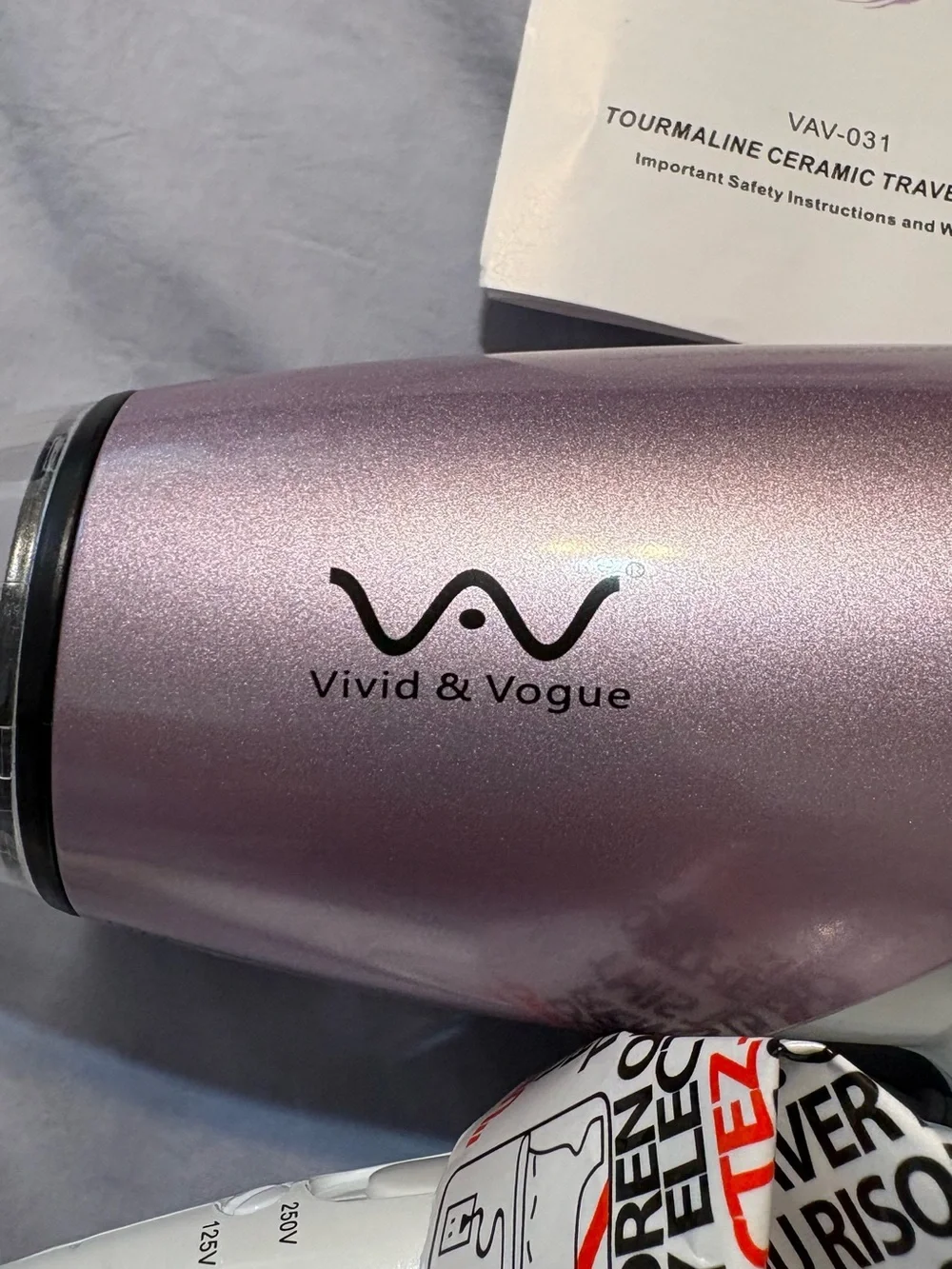 1875W Travel Hair Dryer - Purple Compact Frizz-Control Styling